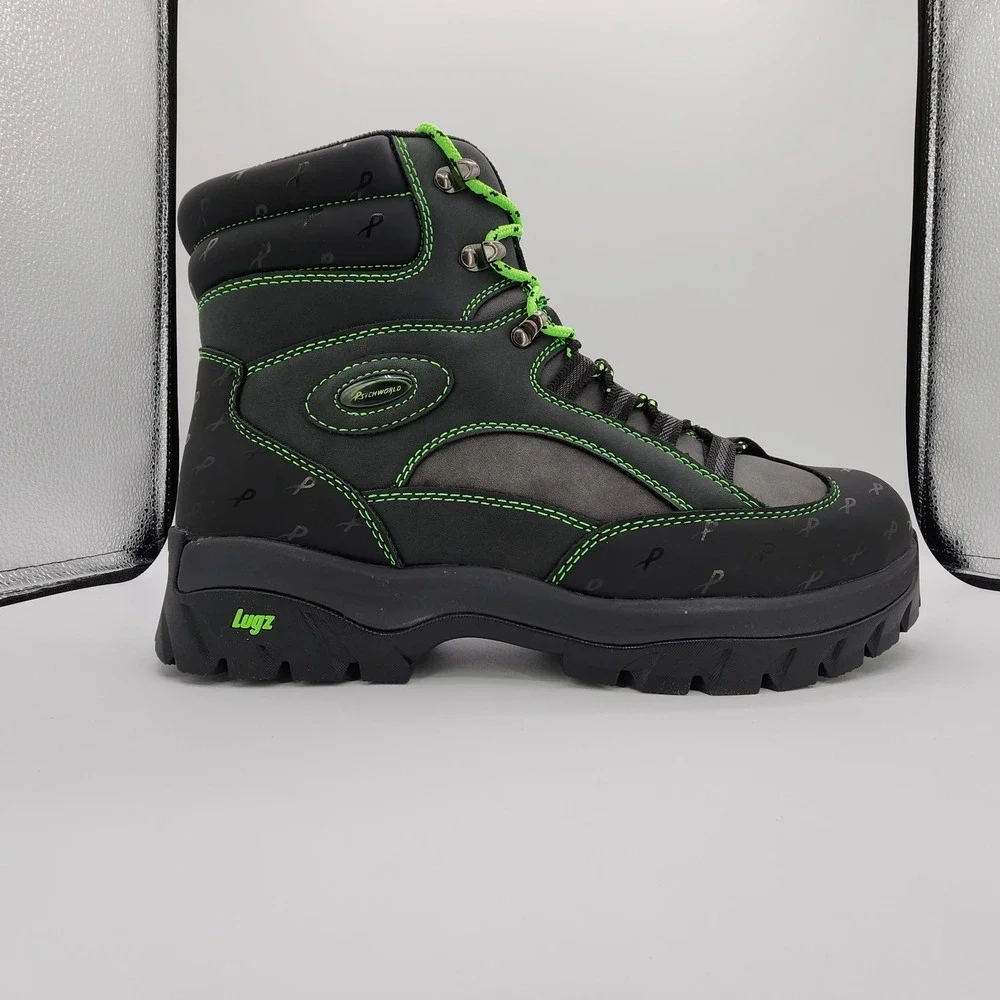 Lugz x Psychworld Ridgeline Chukka Boots Men 12 Black & Green Lace Up NEW in Box